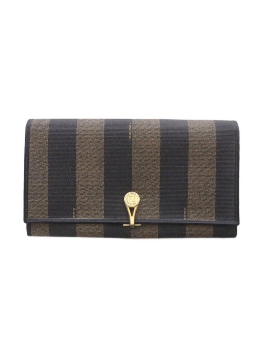 Fendi Wallet with Coin Purse Pecan Pattern Stripe Brown